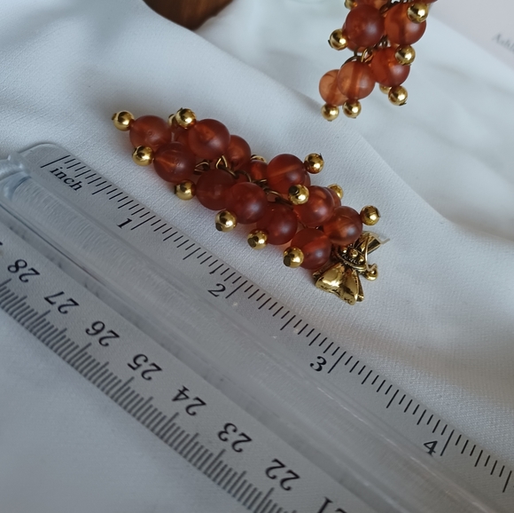 Vintage Gold/Champagne Cluster Earrings - Picture 7 of 7